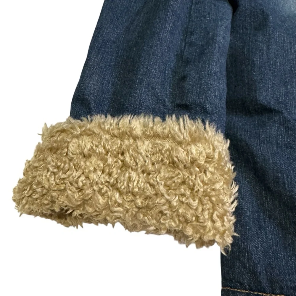 Abercrombie and Fitch Denim Barn Jacket Coat Size Large Sherpa Lined Pockets NEW - Picture 7 of 12